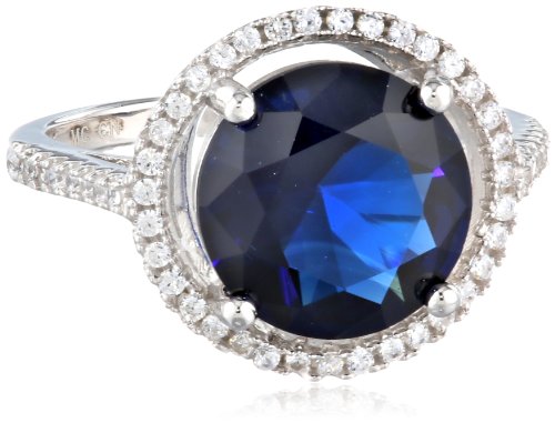 Sterling silver blue and white cubic-zirconia round sha…