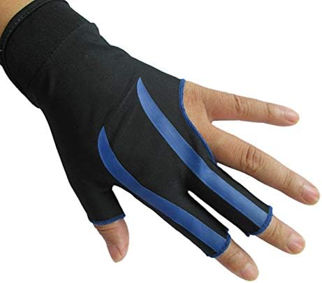 yanbirdfx 1Pc 3-Finger Elastic Anti-Slip Billiard Game Snooker Pool Cue Shooter Glove - Blue