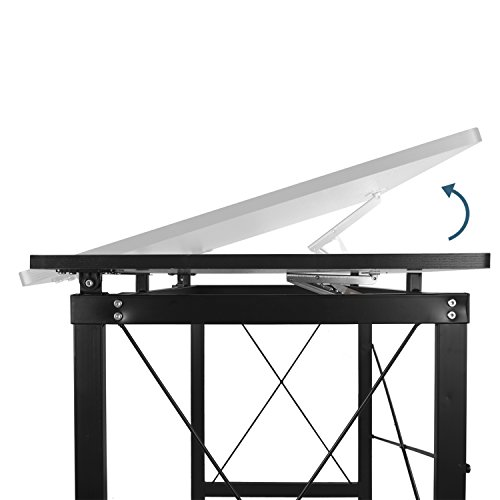 H&A 47"x 24" Tiltable Drawing Desk Drafting Table Wood Surface Craft Station Versatile for Painting Writing Studying and Reading (Black)