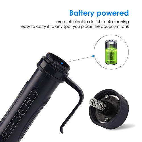 Songway Electric Aquarium Gravel Cleaner Battery Powered Fish Tank Sand Vacuum Cleaner Kit with Filter Bag Water Changer Sand Washer - Thumbnail 5