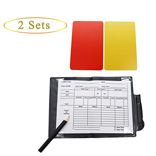 image for Timoo 2 Sets of Soccer Referee Cards Kit, Referee Wallet with Pencil, 