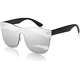 FEISEDY Mirrored Rimless Sunglasses One Piece Lens Reflective Sunglasses for Women Men B2647