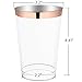 12oz Rose Gold Plastic Cups-100pack Clear Plastic Cups with Rose Gold Rim-Wedding/Party Disposable Cups-Heavyweight Plastic Tumblers-WDF (Rose Gold Trim)