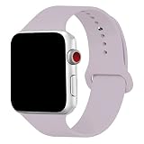 Yaber Soft Silicone Replacement Sport Band Compatible with Apple Watch 40MM 44MM 38MM 42MM All Models (Lavender, 38MM/40MM S/M)