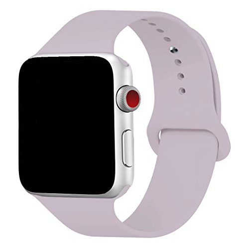 Yaber Soft Silicone Replacement Sport Band Compatible with Apple Watch 40MM 44MM 38MM 42MM All Models (Lavender, 38MM/40MM S/M)