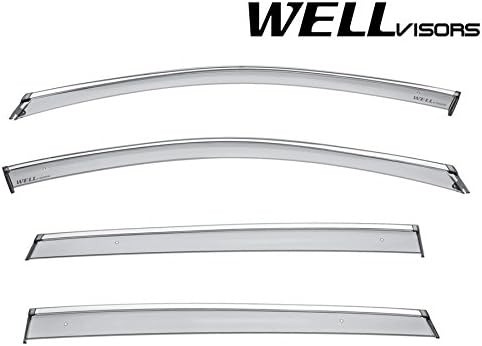 WellVisors Side Window Wind Deflector Rain Guards Visors - for Infiniti QX30 17-Up 2017 2018 2019 with Chrome Trim