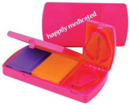 Jetset "Happily Medicated" Pill Box &amp; Pill Cutter - 2 Removable Trays &amp; Pill Cutter