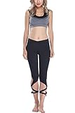 YOINS Women Casual Self-tie Leggings Yoga Sport Pants Black US 2