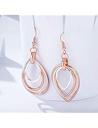 Kemstone Jewelry aretes multicapa colgante de oro rosa, accesorio para mujer