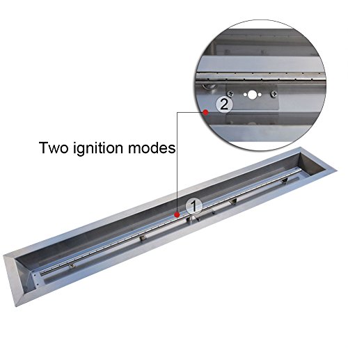 Stanbroil Stainless Steel Linear Trough Drop-In Fire Pit Pan and Burner 60 by 6-Inch