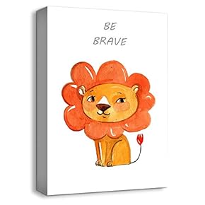 Canvas Wall Art-Cute Lion-Canvas Prints Home Artwork Decoration for Kids Bedroom,Living Room - 12x18 inches