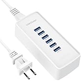 USB Charging Station, 6 Ports USB Charger hub Charger Block with US Plug, Multi USB Charger for iPhone 16/15/14/13/12/11/X, i