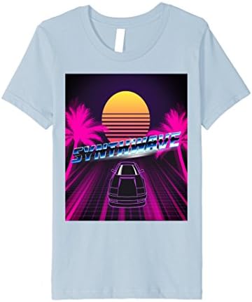 unisex-child Synthwave Boulevard T-Shirt 12 Baby Blue