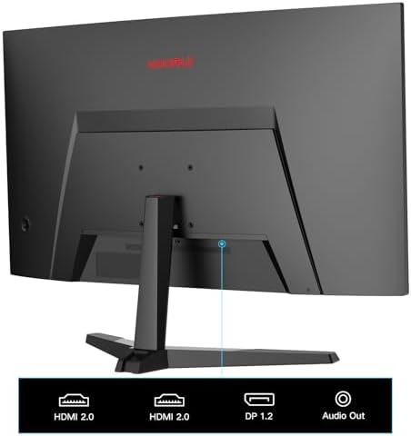 Monitor koorui de 27 polegadas, tela curva 1800r 1920 × 1080 (fhd), 144/165 hz, dci-p3 90%, moldura ultrafina, inclinação ajustável, compatível com hdmi/dp