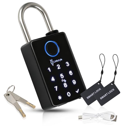 Linkstyle.life Smart Padlock, Fingerprint Lock with App, Keypad, IC Card and Keys