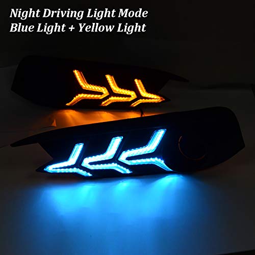 HOLDCY LED Daytime Running DRL Lights - Turning Signals Light - Aircraft Modeling ABS, 3 Colors White + Blue + Yellow - For the 10th Generation 2016-2017 Honda Civic Accessories (Set of 2) - Thumbnail 2