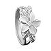 Sterling Silver Synthetic CZ Plumeria and Maile Leaf Ring Size 7