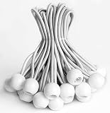 eHomeA2Z Ball Bungee White Heavy Duty Weather Resistant 5mm Thick for Camping Tarp Cargo Tent (50, 6-inch)
