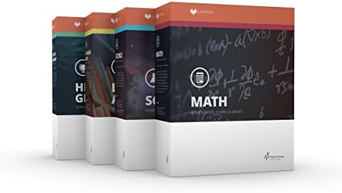 Grade 12 Christian Homeschool Curriculum 4-Subject Set +Teacher Guides Language Arts Math Science Social Studies for Homeschooling 12th Alpha Omega Lifepac Paperback