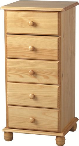 Seconique Sol 5 Drawer Narrow Chest In Antique Pine Amazon Co Uk