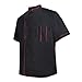TopTie Short Sleeve Chef Jacket Kitchen Cook Coat Stripe Uniforms-Black-L