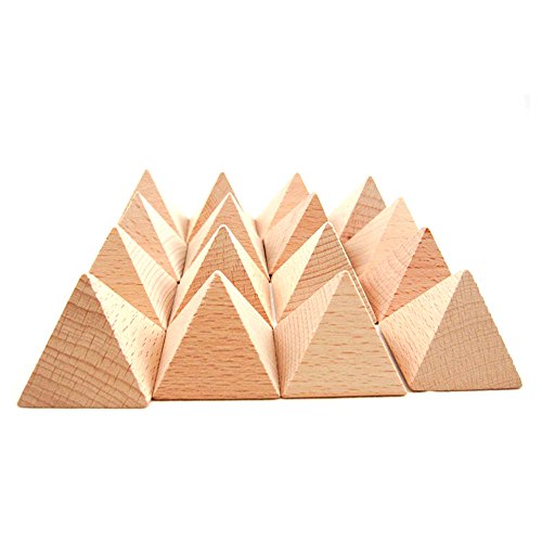 StarMall Set of 10 Montessori Teaching Aids Material Unfinished Craft Wooden Pyramids Building Blocks