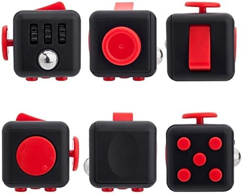 Sorking Fidget Cube Magic Cubes Anti Stress Reliever Relieves Stress and Anxiety for Children and Adults (Black &amp; Red)
