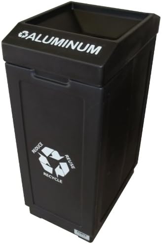 Forte Products 8001845 Open Top Recycle Bin with Aluminum Graphic, 14.5" L x 21.5" W x 36" H, Black