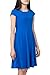 HIKA Women's Casual Cap Sleeve Round Neck Flared A-line Midi Dress (Medium, Blue)