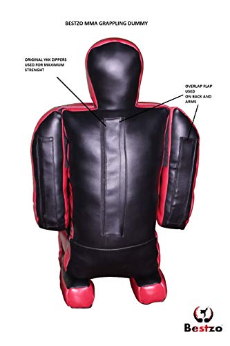 Bestzo MMA Martial Arts Brazilian Grappling Dummy Wrestling Grappling Dummy Black,Throwing Dummy for Karate,Boxing Training Synthetic Leather- 59 inches-Unfilled