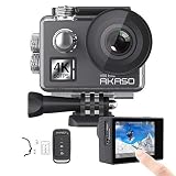 AKASO V50 Elite 4K60fps Touch Screen WiFi Action Camera Voice Control EIS 131 feet Waterproof Camera Adjustable View Angle 8X Zoom Remote Control Sports Camera with Helmet Accessories Kit