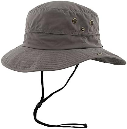 Mens Safari Sun Hat Wide Brim + Strap - Packable, Crushable - Coffee