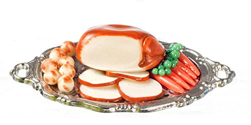 Dollhouse Miniature Turkey Dinner on Platter