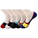 5 pairs Men's No Show Socks Sport Rainbow Low Cut Cotton Non Slip Funny Liner Boat Socks(Size:7-12) (Colorful Stripe)