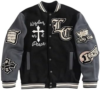 SOLY HUX Men's Varsity Jacket Letterman Bomber Jackets Color Block