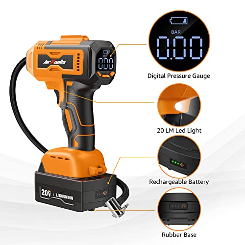 AIRXWILLS Tire Inflator Air Compressor, 20V Truck Air Pump with