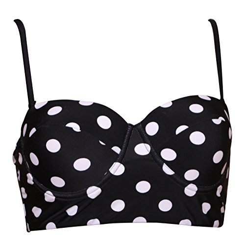 Dellukee Women's Retro Halter Bikini Top Swimsuit Top Underwired Tankini