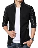 MAX.T Men's Slim Fit Cotton Lightweight PU Leather Jacket Outwear