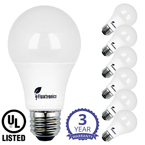 Fluxtronics A19 LED Light Bulb, 75 Watt to 100 Watt Equivalent (11.2W), 1100 Lumens, Warm White (3000K), Non-Dimmable A19 LED Bulbs, E26 Base, UL Listed, 3 Years Warranty, 6-Pack