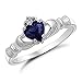 Sterling Silver Claddagh Ring with Simulated Blue Sapphire