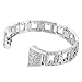 bayite Bands Compatible Fitbit Charge 2, Replacement Metal Bracelet Adjustable Fitbit Charge 2 Bands Silver with Rhinestone