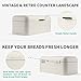 SveBake Bread Box for Kitchen Counter Vintage Retro Design Carbon Steel Bread Bin with Powder Coating, Cream (Included a Free PDF Baking E-BOOK)