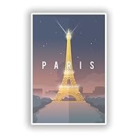 2 x 10cm/101mm Paris Eiffel Tower Vinyl Stickers Travel Luggage #10133