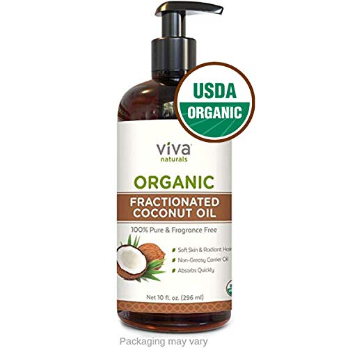 Organic Fractionated Coconut Oil - Amazing Massage Oil & Aromatherapy Carrier Oil for Essential Oils - Face Moisturizer & Body Oil, Non Greasy, 10 oz