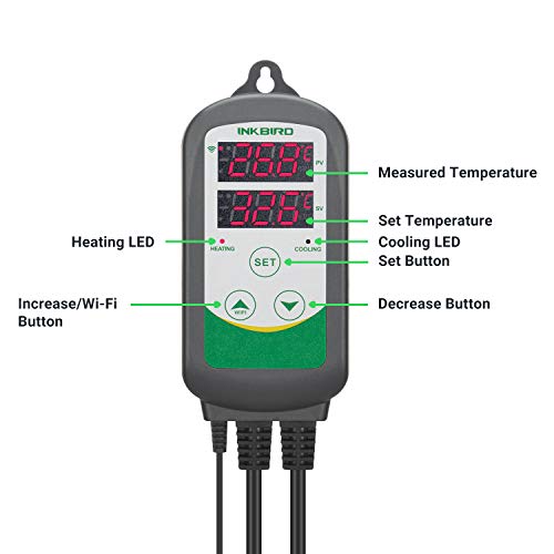 Inkbird ITC-308 WiFi Digital Temperature Controller, Wireless Temperature Controller with Waterproof Probe for Aquariums, Supports iOS/Android