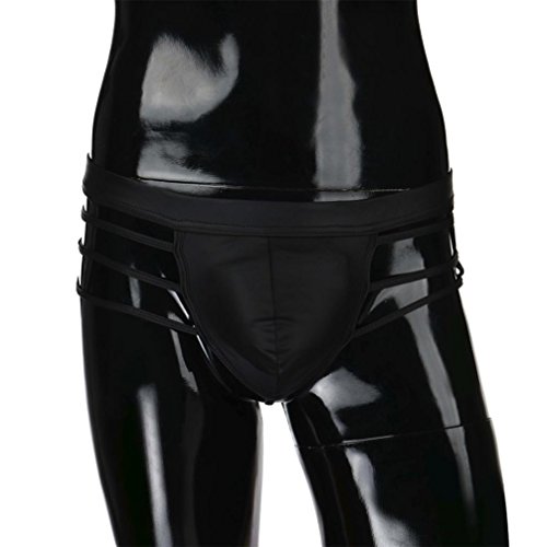 Kinrui Men's Sexy Panty Thong G-String T-Back Underwear Low Rise Pouch Jockstrap Pouch Briefs Pants (Black, XL)