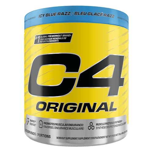 Cellucor C4 Original Pre Workout Powder - Sugar Free Preworkout Energy for Men & Women - 150mg Caffeine, Beta Alanine, Creatine - Icy Blue Razz, 60 Servings