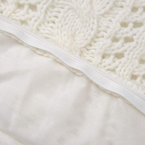Lumbar Decorative Throw Pillow Cover Sweater Knit Rectangular Cushion Case for Couch, Chair, Bed and Home Accent Decor, 12 x 20 Inch / 30 x 50 cm Beige