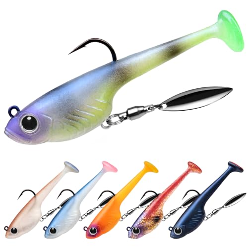 TRUSCEND Easy Catch Pre-Rigged Soft Fishing Lures, Super Durable TPE Swimbaits for More Bite, Well-Made Premium Fishing Gifts for Bass Pike Trout Perch, Saltwater Freshwater Baits Keep Separately