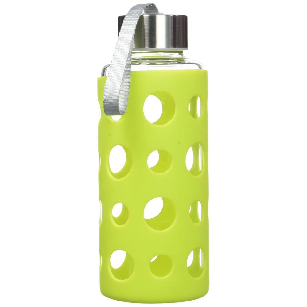 IBILI Sky Glass Bottle, Green, 400 ml, Borosilicate, Reusable, Shock-protector